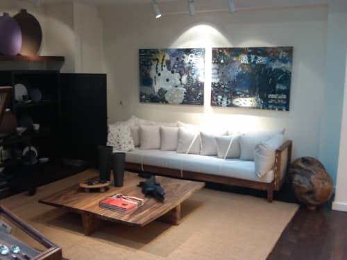 Diptych | Oil And Acrylic Painting in Paintings by Tati Kaupp | Bergdorf Goodman in New York. Item composed of canvas