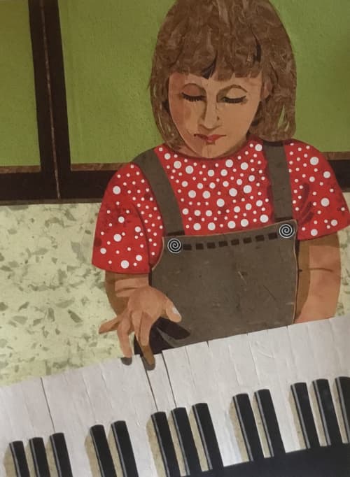 PianoLesson | Oil And Acrylic Painting in Paintings by Sandy Oppenheimer Collage | Lucille Packard Stanford Children’s Hospital in Palo Alto. Item made of canvas