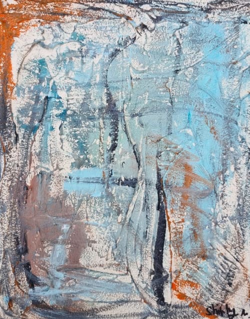 "Path of Wood" | Oil And Acrylic Painting in Paintings by Shirly Maimom Art. Item composed of canvas and synthetic