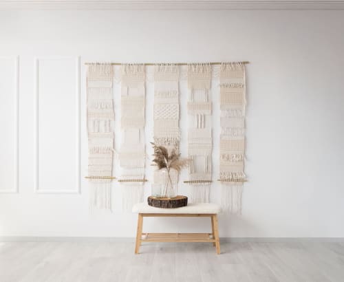 Teide 5 - Natural Wall Tapestry | Wall Hangings by Lale Studio & Shop. Item made of bamboo with cotton works with contemporary & japandi style