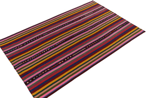 1950s Vintage Chaput Kilim rug with Multicolor Stripe | Area Rug in Rugs by Rug and Kilim