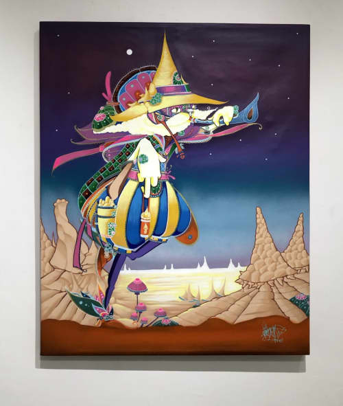 VIAJERO INTERESTELAR | Oil And Acrylic Painting in Paintings by Frase Honghikuri. Item made of synthetic