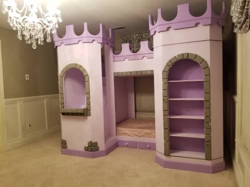 Princess castle bed | Beds & Accessories by Mw Hunter Custom Woodworking. Item made of wood