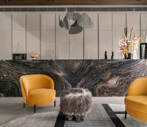 Steel & Faux Fur Pouf — Tronco by Nitush Aroosh | Stool in Chairs by Nitush Aroosh. Item made of steel works with contemporary & eclectic & maximalism style