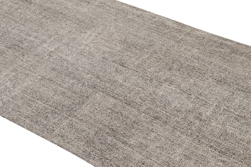 Vintage Turkish Silver Gray Wool Kilim Runner 12611 | Area Rug in Rugs by Rug and Kilim