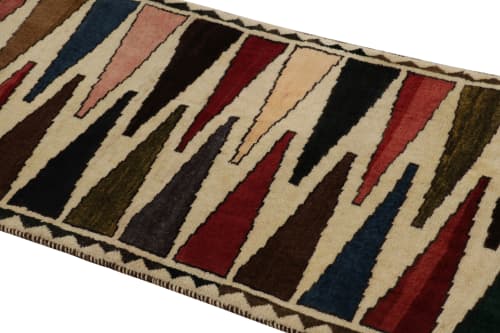 Vintage Shiraz Persian Accent Rug with Colorful Geometric | Area Rug in Rugs by Rug and Kilim