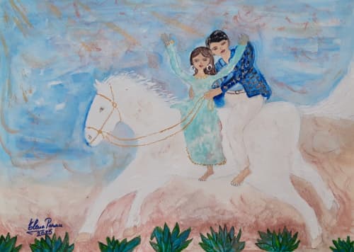 Mexico's fairytale | Oil And Acrylic Painting in Paintings by Elena Parau. Item composed of paper in boho or minimalism style