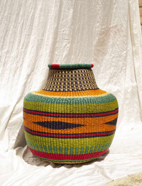 Diamond Pattern Flower Pot Basket by Asiibi No. 3 | Plants & Flowers by AKETEKETE. Item made of fiber compatible with minimalism and art deco style