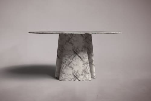 Round Marble Dining Table | Tables by HamamDecor LLC. Item composed of marble in mediterranean or modern style