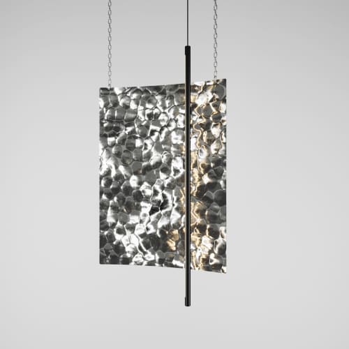 Svitlotin - Modern Ceiling Pendant Lights - Hummered Stamp | Pendants by SVITANOK by Artem Zakharchenko. Item made of steel works with minimalism & contemporary style