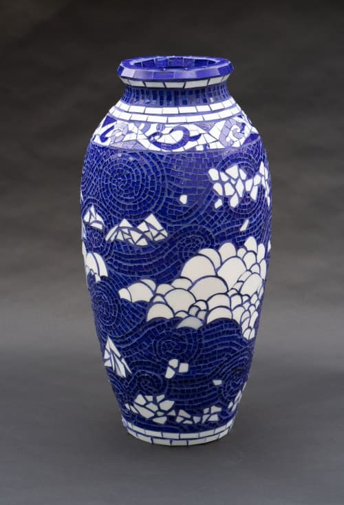Wind, Water and the Moon | Vase in Vases & Vessels by Sarah Wandrey Mosaics. Item composed of glass