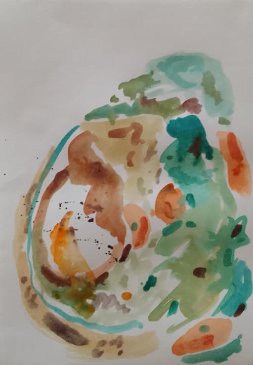 foodie 2 | Watercolor Painting in Paintings by Arttake. Item composed of canvas and paper in contemporary or industrial style