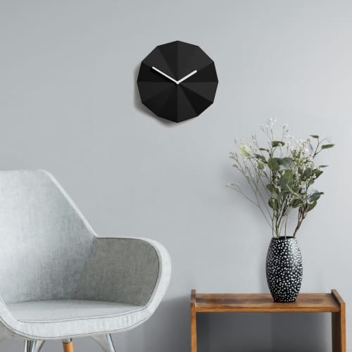 Delta Clock Black | Decorative Objects by LAWA DESIGN. Item composed of wood