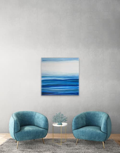 30x30 | Coastal Series | Oil on Canvas | Oil And Acrylic Painting in Paintings by Studio M.E.. Item made of canvas works with contemporary & coastal style