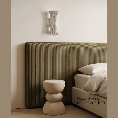 French Weave Crown Sconce | Top and Bottom Wall Lighting | Sconces by Light and Fiber. Item composed of cotton and metal in boho or contemporary style