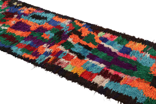 Vintage Moroccan Runner with Polychromatic Geometric Pattern | Area Rug in Rugs by Rug and Kilim