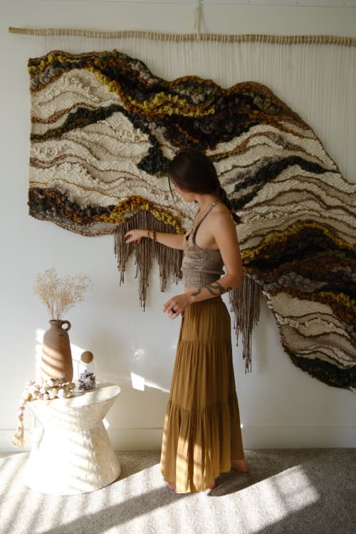 The Stories in My Bones | Tapestry in Wall Hangings by Rebecca Whitaker Art. Item made of wood with cotton works with boho & minimalism style