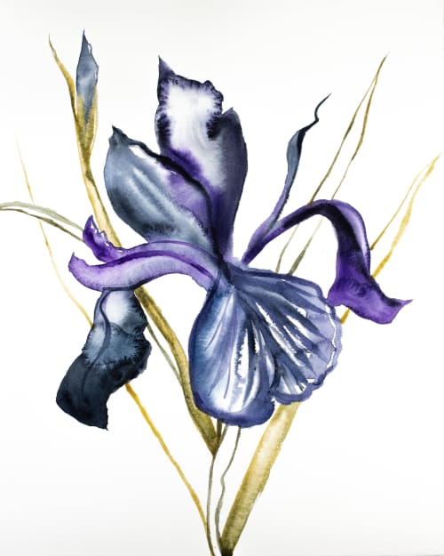 Iris No. 101 : Original Watercolor Painting | Paintings by Elizabeth Beckerlily bouquet. Item made of paper compatible with minimalism and contemporary style