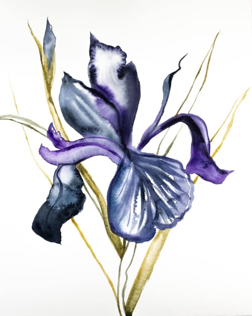 Iris No. 101 : Original Watercolor Painting | Paintings by Elizabeth Becker. Item made of paper compatible with minimalism and contemporary style