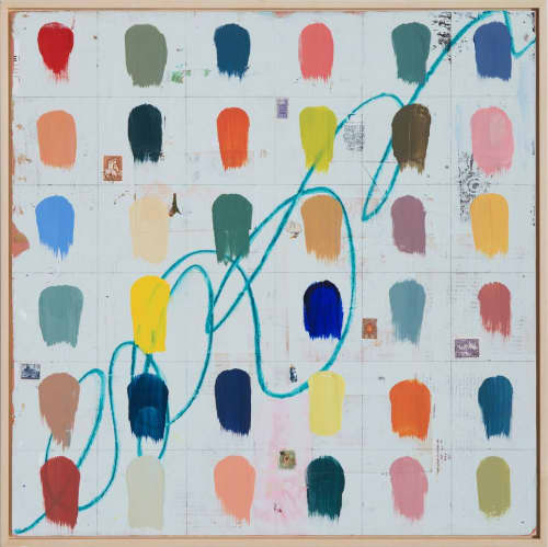 Color Wheels 1 & 2, 24"x24" | Oil And Acrylic Painting in Paintings by Bibby Gignilliat. Item made of synthetic