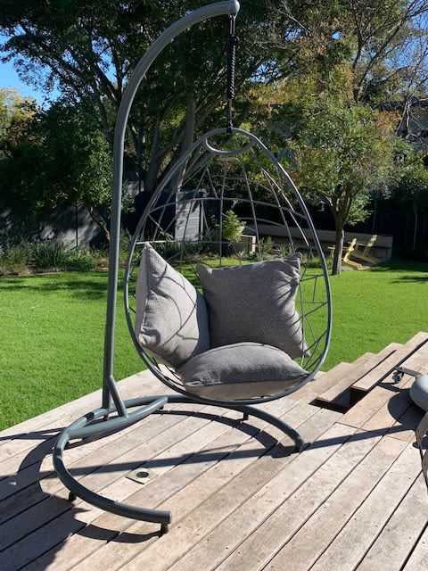 Studio Stirling Nest Egg With Gooseneck Stand in Cape Town | Swing Chair in Chairs by Studio Stirling. Item made of fabric & metal
