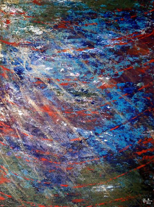 Cosmic frequencies | Oil And Acrylic Painting in Paintings by Elena Parau. Item made of canvas works with contemporary & country & farmhouse style