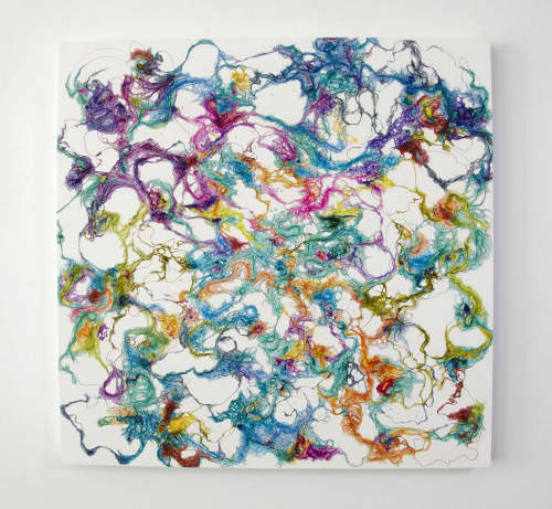 Commissioned Fiber Painting - "Vortextual" | Oil And Acrylic Painting in Paintings by Emma Balder. Item made of wood with synthetic