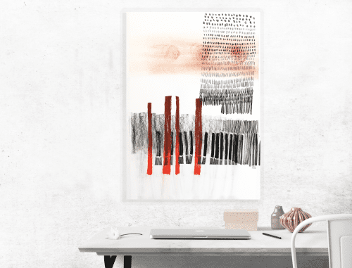 Large original abstract drawing 40x56cm | Mixed Media by Valeria Kondor. Item made of paper works with boho & minimalism style