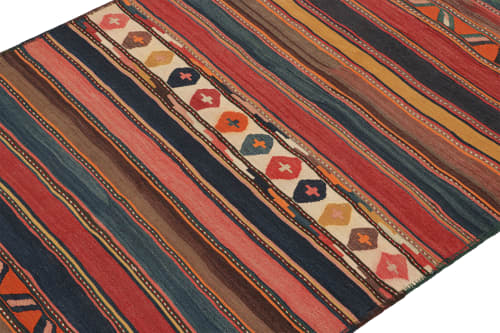 Vintage Shahsavan Persian Kilim in Stripes & Geometric | Area Rug in Rugs by Rug and Kilim