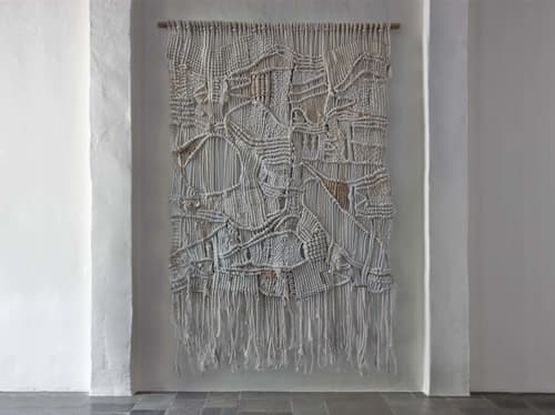 Large Macramé & Weaving Organic Hand-Knotted Textile Hanging | Tapestry in Wall Hangings by MACRO MACRAME by Maeve Pacheco. Item composed of cotton and fiber in contemporary or eclectic & maximalism style