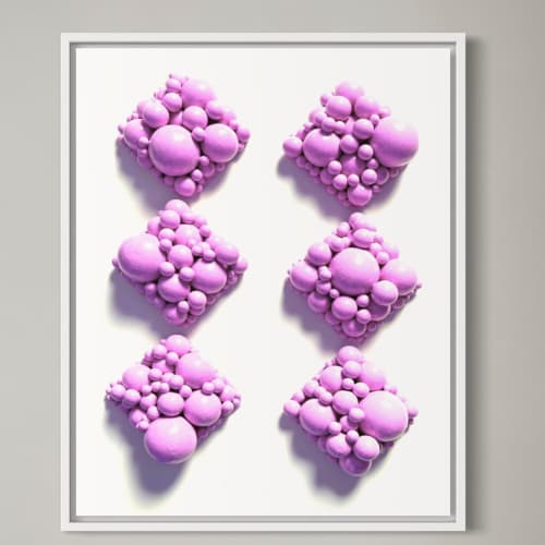 Diamond Ball Wall Clusters pink | Oil And Acrylic Painting in Paintings by Mindy Williamson Art. Item composed of wood compatible with mid century modern and contemporary style