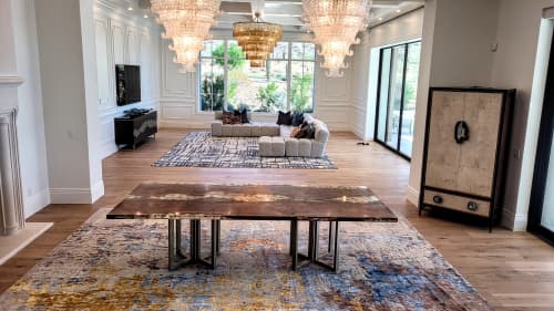 4x9ft Maple Burl Crystal Epoxy Resin River Table | Dining Table in Tables by Lumberlust Designs. Item made of maple wood works with mid century modern & eclectic & maximalism style