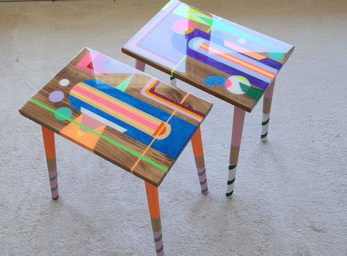 Modern Unique Eclectic Resin Coffee Tables | Tables by Epoxy Coffee Table Shop. Item made of wood works with boho & mid century modern style