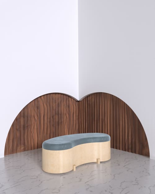 MAPLE WITH VELVET SEAT LOUNGE BENCH NAMI | Chaise Lounge in Couches & Sofas by HACHI COLLECTIONS. Item made of maple wood