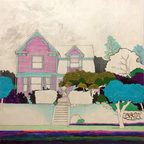 On Main St. | Oil And Acrylic Painting in Paintings by Elizabeth Gahan. Item composed of wood