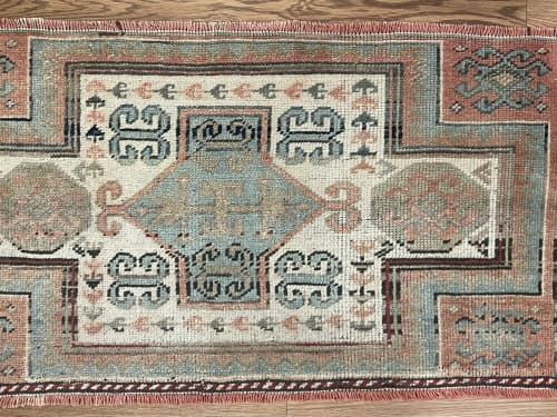 Hand-woven Turkish Rug Doormat| 1.9 x 3.7 | Small Rug in Rugs by Wool and Rug. Item made of wool works with boho & contemporary style