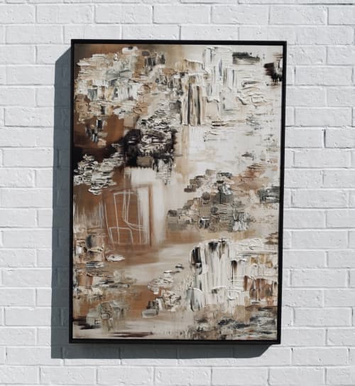 to build a home | Mixed Media in Paintings by visceral home | Keshet Gallery in Boca Raton. Item composed of maple wood and canvas in boho or mid century modern style