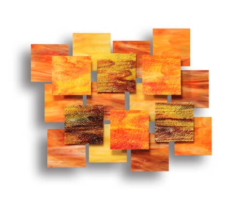 "Autumn" AP Glass and Metal Wall Sculpture | Wall Hangings by Karo Studios. Item made of metal with glass
