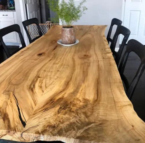 The Ruth Mary |  Live Edge Dining Table | Tables by TRH Furniture. Item made of maple wood with steel