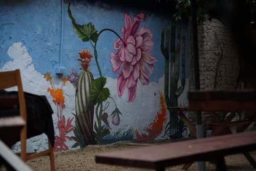 'The Garden' mural. Transforming a brutal concrete wall | Mixed Media by Sketchbook Murals by Matt Collier