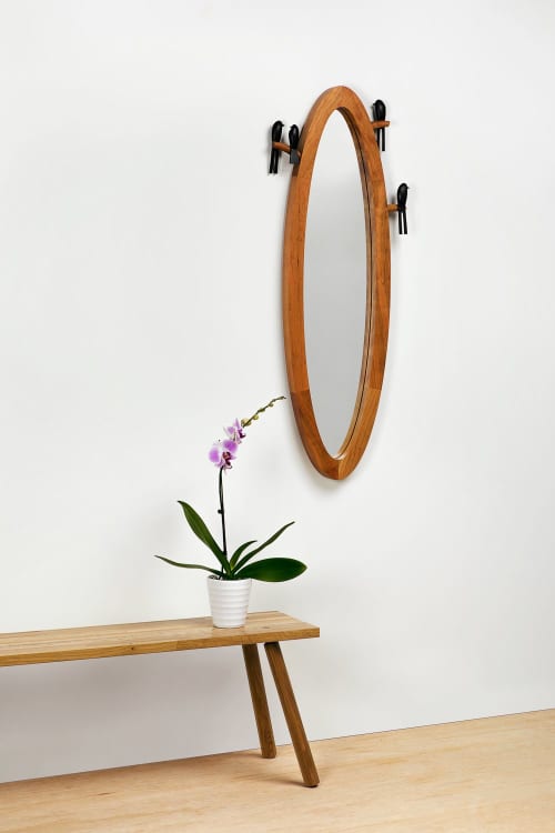 Birdie Mirror | Decorative Objects by Lower Astronomy Studios. Item composed of wood in contemporary style