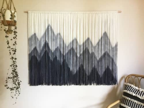 SIERRA Hand Dyed Custom Textile Mountain Wall Art | Macrame Wall Hanging in Wall Hangings by Wallflowers Hanging Art. Item made of oak wood with wool works with boho & contemporary style