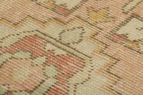 Vintage Turkish Rug in Pink and Cream with Geometric | Area Rug in Rugs by Rug and Kilim