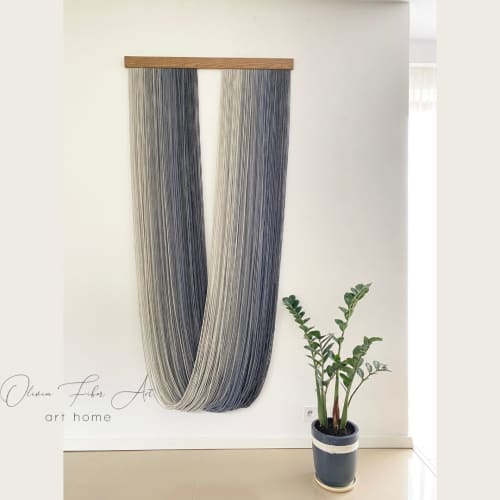 Maree Long Gray II Macrame Wall Art | Macrame Wall Hanging in Wall Hangings by Olivia Fiber Art. Item composed of bamboo and cotton in boho or minimalism style