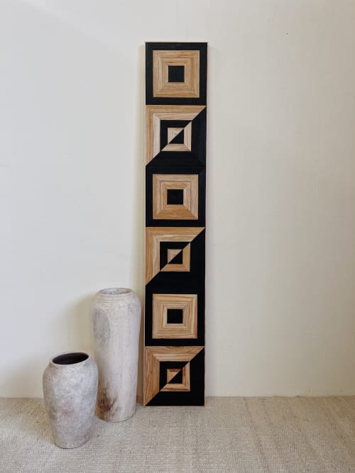 Square 1x6 Black and Natural | Decorative Objects by Aleksandra Zee. Item composed of wood in minimalism or contemporary style