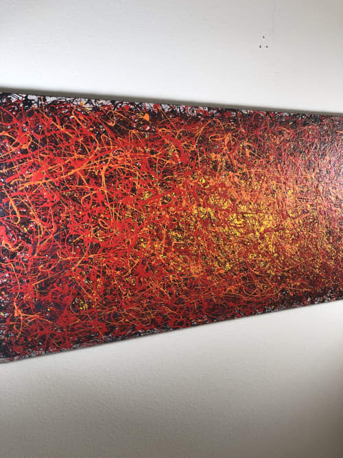 Inferno Sunrise | Oil And Acrylic Painting in Paintings by Tim Kim Design. Item made of wood works with contemporary style