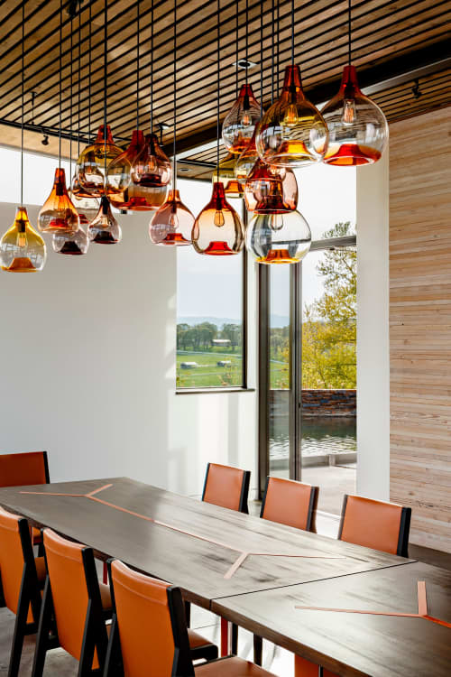 Forked Cross Table | Communal Table in Tables by ADBusch LLC | Saffron Fields Vineyard in Yamhill. Item made of oak wood & steel compatible with minimalism and contemporary style