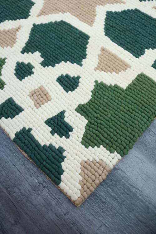 Bespoke Hooked Rug | Rugs by MEEM RUGS. Item composed of cotton compatible with mid century modern and contemporary style