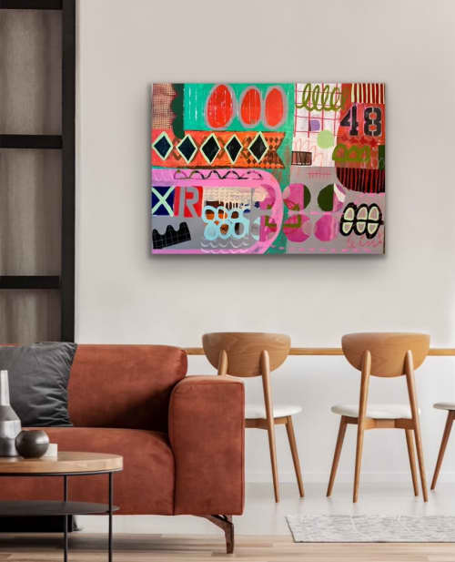 In the Heart of the City | Mixed Media by Paula Saslow, Copper Rose Art. Item made of canvas compatible with contemporary and urban style