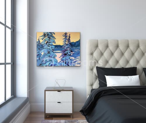 Snowy wonderland | Oil And Acrylic Painting in Paintings by Alison Philpotts. Item made of canvas